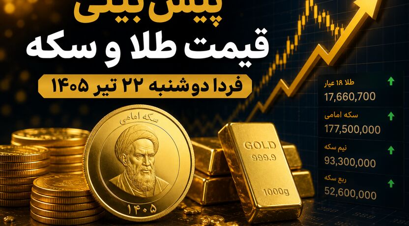 پیش‌بینی قیمت طلا و سکه فردا دوشنبه ۲۲ تیر ۱۴۰۵ | بازار در انتظار جهت‌گیری دلار و اونس جهانی