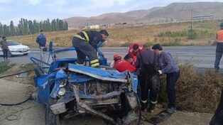 تصادف مرگبار سمند و نیسان در محور خوی ـ چایپاره؛ ۲ نفر جان باختند